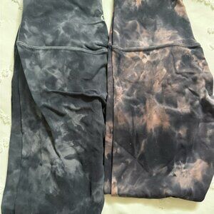 lululemon athletica Black and Pink Tie-Dye Leggings